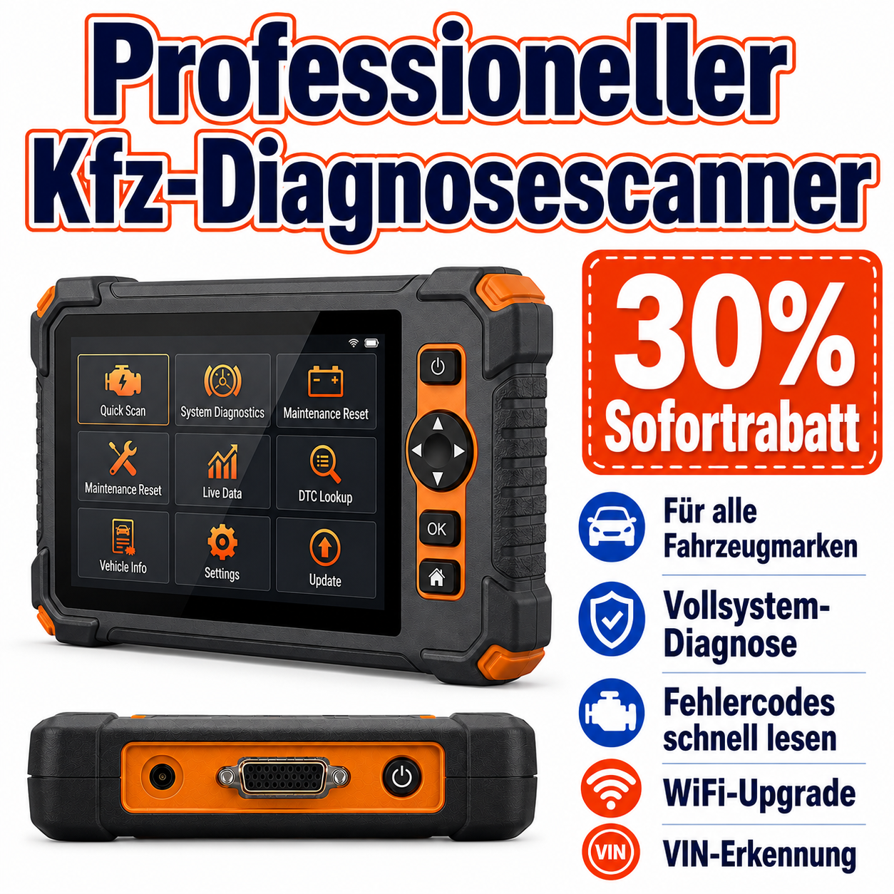 Profi KFZ Diagnosegerät Auto OBD2 Scanner All System Auslesegerät