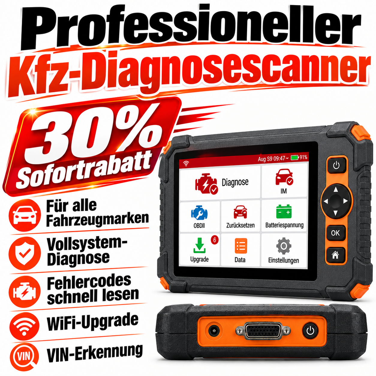 Profi KFZ Diagnosegerät Auto OBD2 Scanner All System Auslesegerät