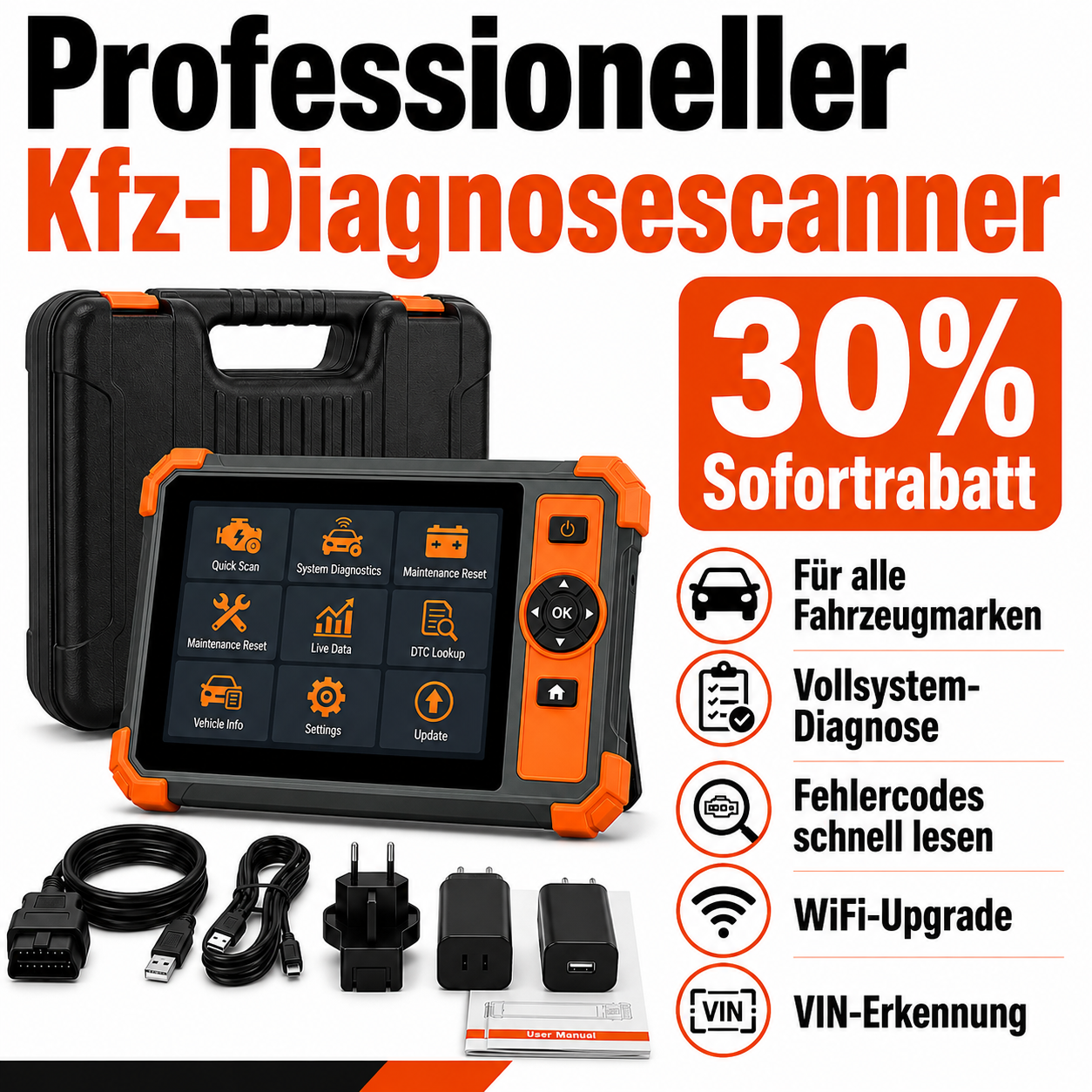 Profi KFZ Diagnosegerät Auto OBD2 Scanner All System Auslesegerät