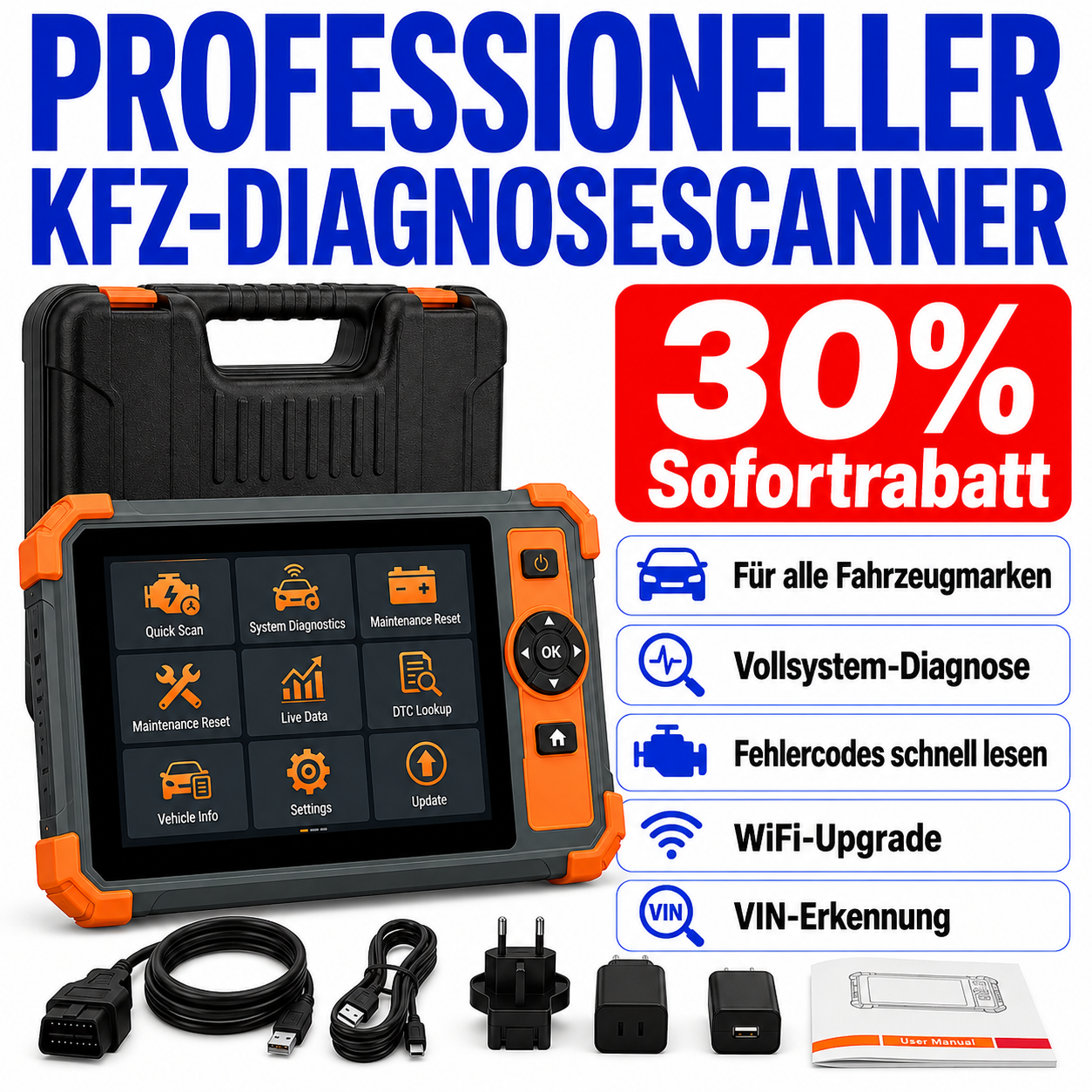 Profi KFZ Diagnosegerät Auto OBD2 Scanner All System Auslesegerät