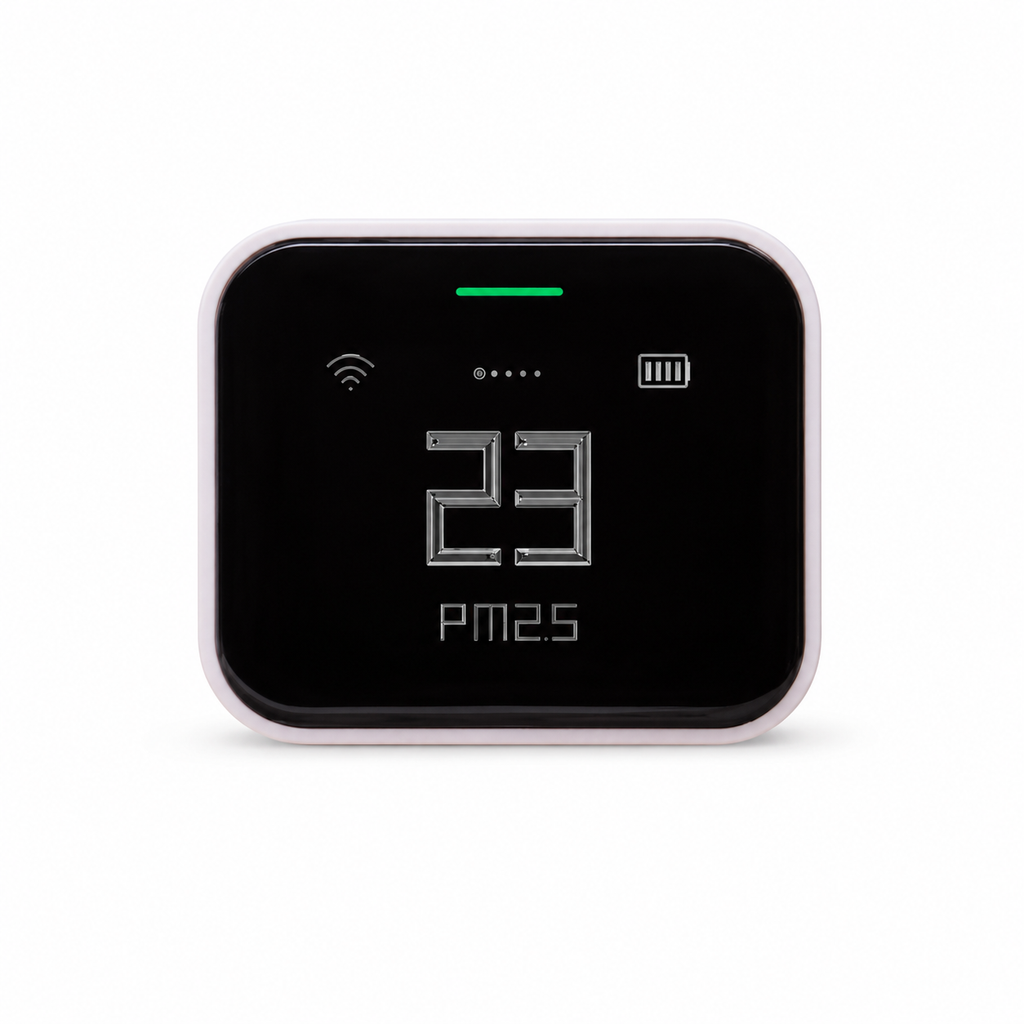 5-in-1 Luftqualitätsmonitor PM2.5 PM10 CO2 Temperatur Luftfeuchtigkeit mit App